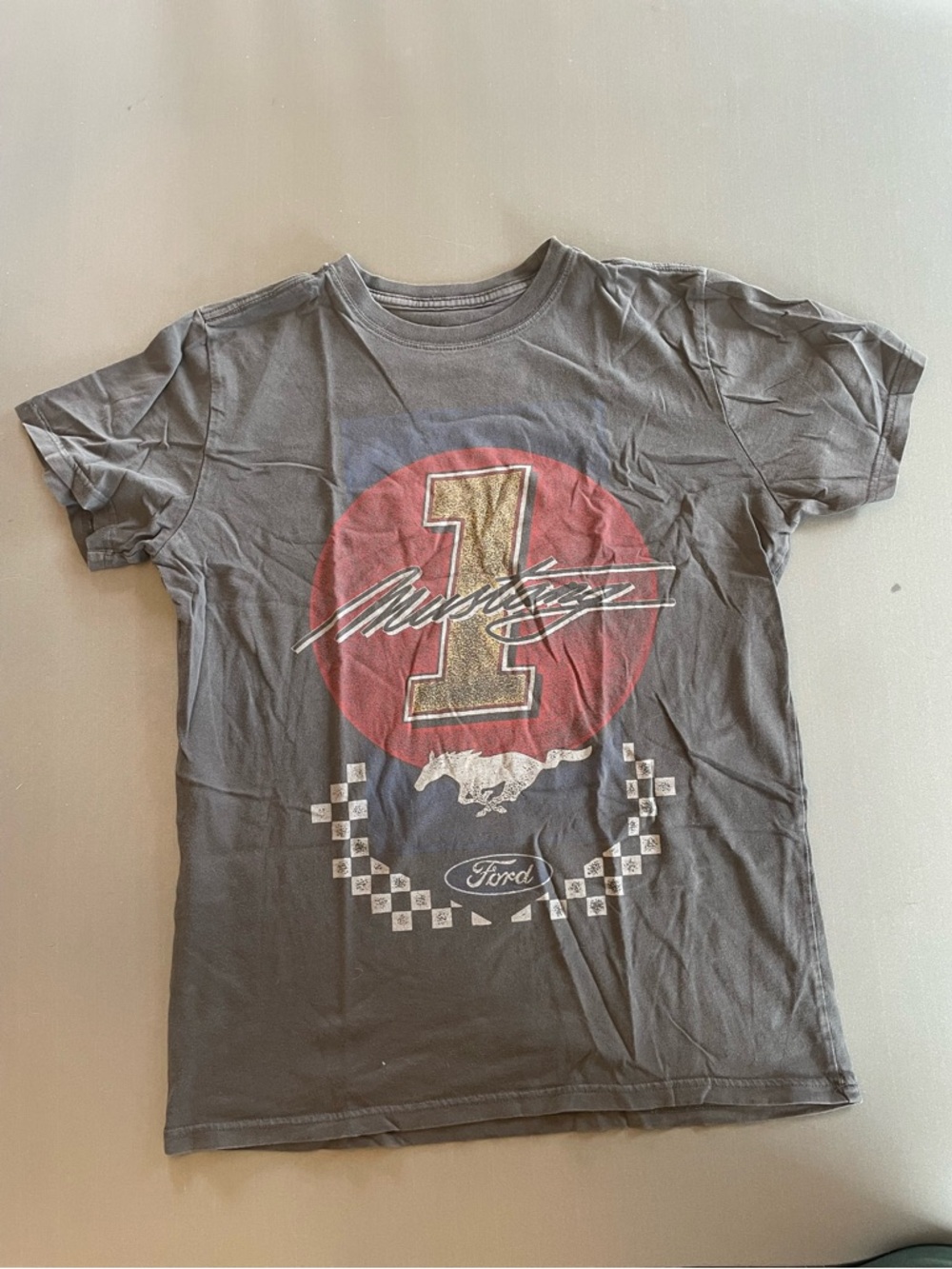 Ford Mustang Gray Graphic Short Sleeve Tee